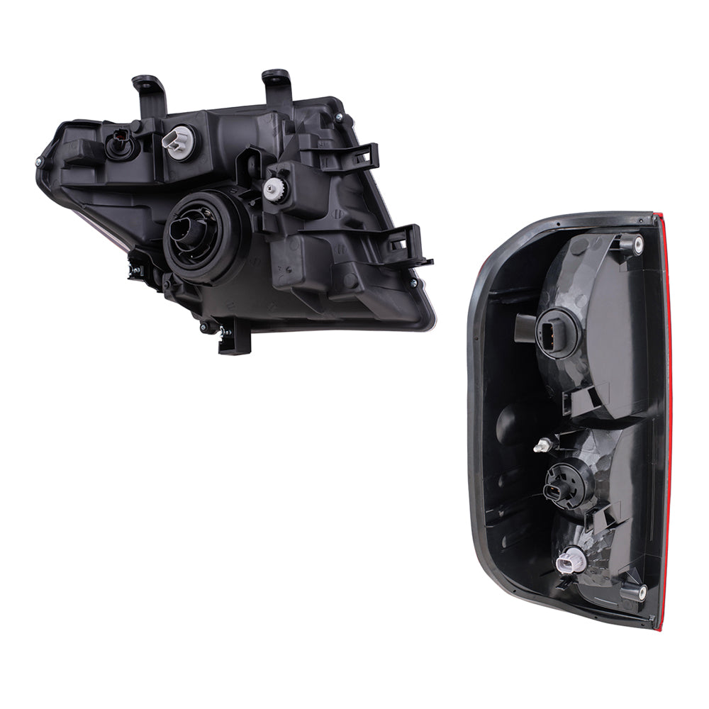 Brock Replacement Halogen Headlights with Tail Lights Compatible with 2005 2006 2007 2008 Frontier
