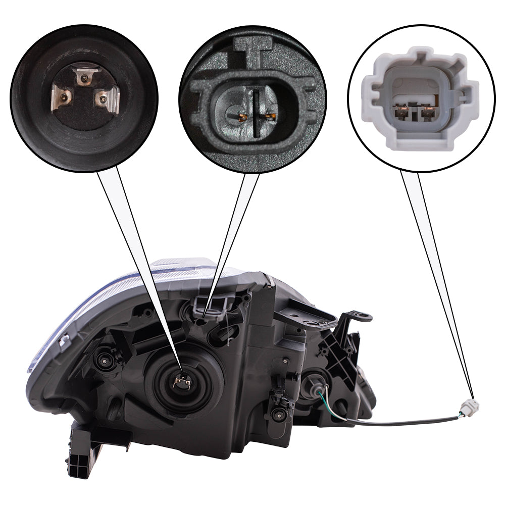 Drivers Halogen Headlamp Assembly for 07-11 Nissan Versa Sedan & 07-12 Hatchback