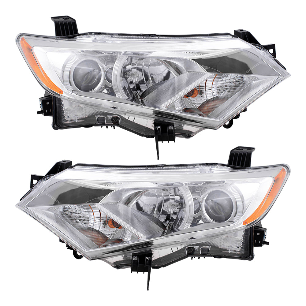 Brock Replacement Set Driver and Passenger Halogen Headlights Compatible with 2012-2017 Quest