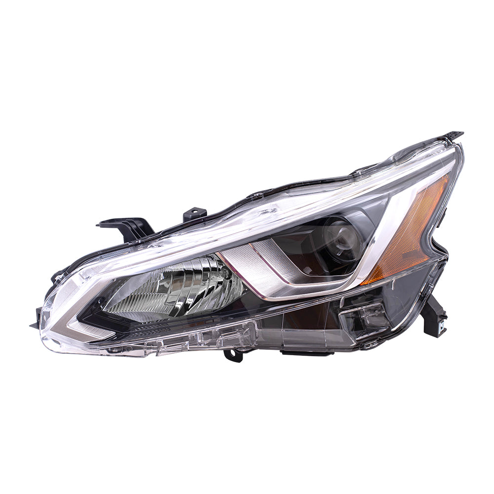 Brock Aftermarket Replacement Driver Left Halogen Combination Headlight Assembly With Chrome Bezel Compatible With 2019-2022 Nissan Altima