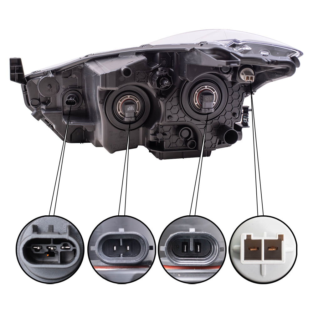Brock Replacement Driver and Passenger Side Halogen Combination Headlight Assemblies Compatible with 2018-2020 Kicks S/SV
