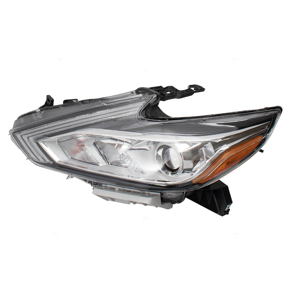 Brock Replacement Halogen Headlamp for 2016-2018 Altima Sedan Driver Left w/ Chrome Housing Compatible with 260609HS0A 114-60625AL