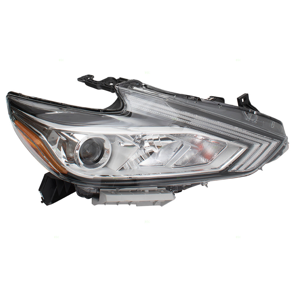 Brock Replacement Halogen Headlamp for 2016-2018 Altima Sedan Passenger Right w/ Chrome Housing Compatible with 260109HS0A 114-60624AR