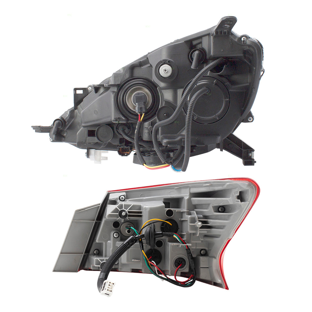 Brock Aftermarket Replacement Driver Left Passenger Right Headlight and Tail Light Assembly 4 Piece Set Compatible With 2016-2019 Nissan Sentra