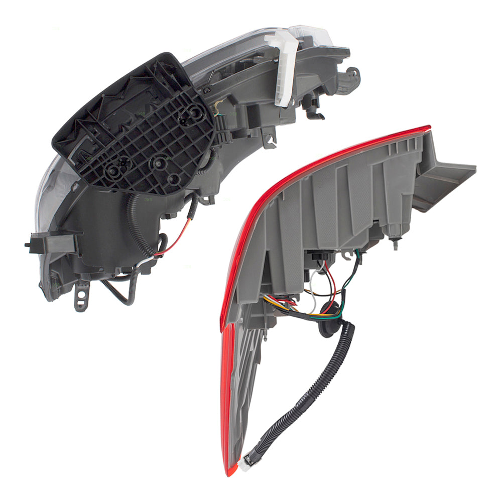 Brock Aftermarket Replacement Driver Left Passenger Right Headlight and Tail Light Assembly 4 Piece Set Compatible With 2016-2019 Nissan Sentra