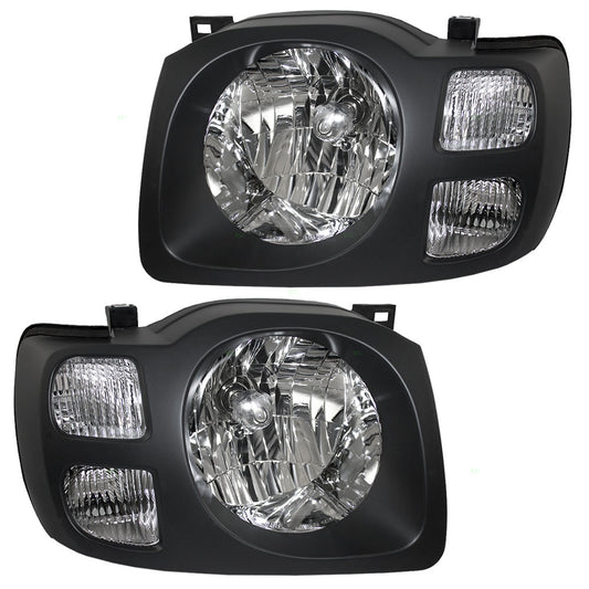 Brock Replacement Driver and Passenger Headlights with Dark Grey Bezels Compatible with 02-04 XTerra SUV 260607Z825 260107Z825