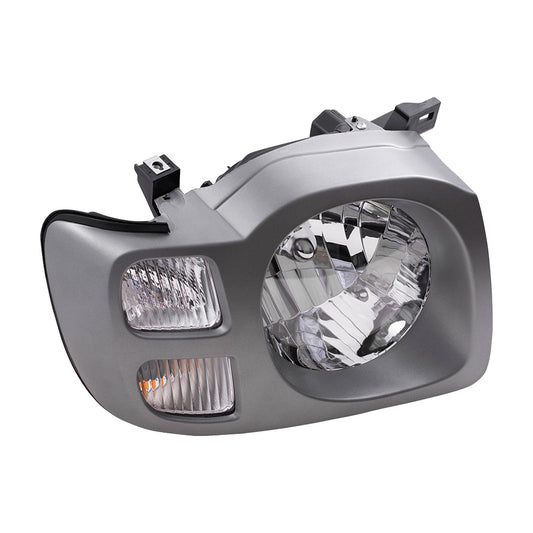 Passengers Headlight Assembly for 02-04 Nissan Xterra - Silver Bezel