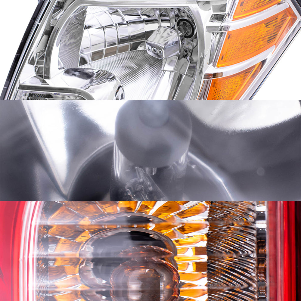 Brock Replacement Driver and Passenger Side Halogen Combination Headlights, Fog Lights and Tail Lights 6 Piece Set Compatible with 2010-2014 Frontier with Plastic Bumper