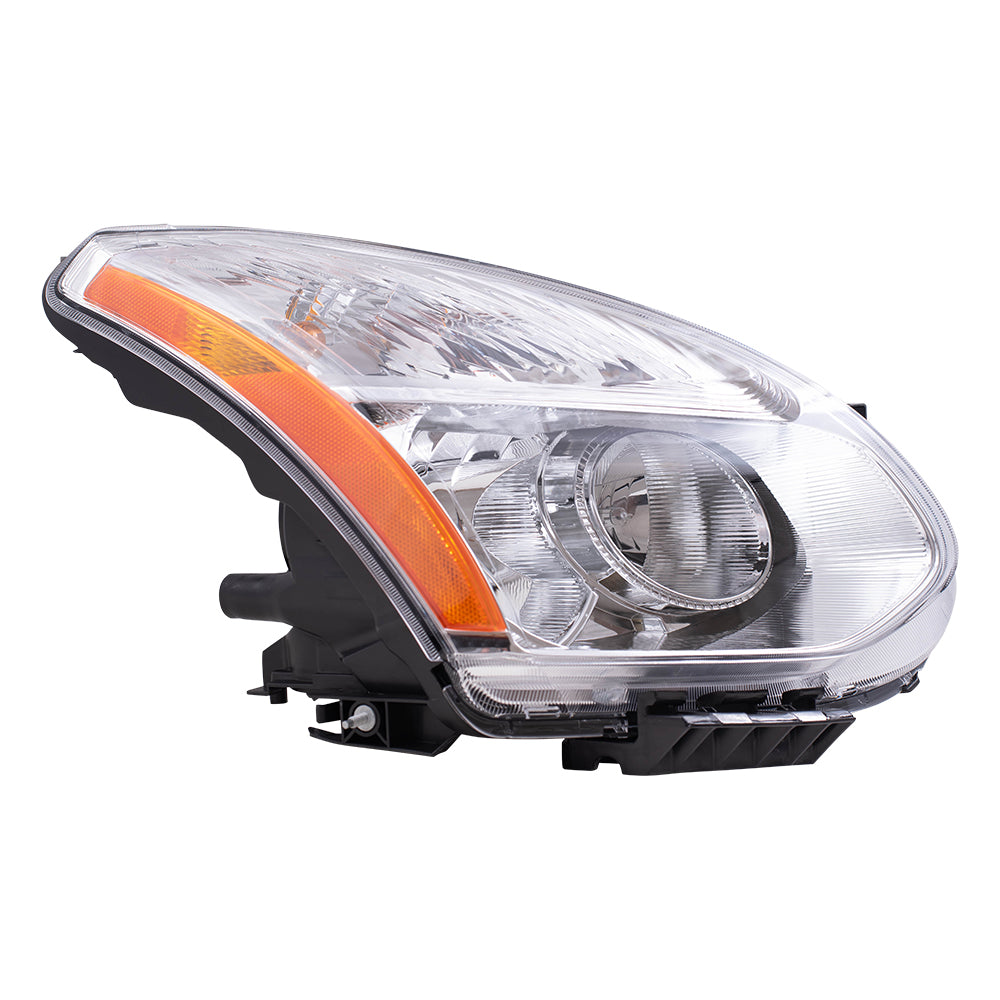 Brock Replacement Passengers Halogen Combination Headlight Headlamp Ribbed Signal Lens Chrome Bezel Compatible with 11-13 Rogue 26010-1VK0B