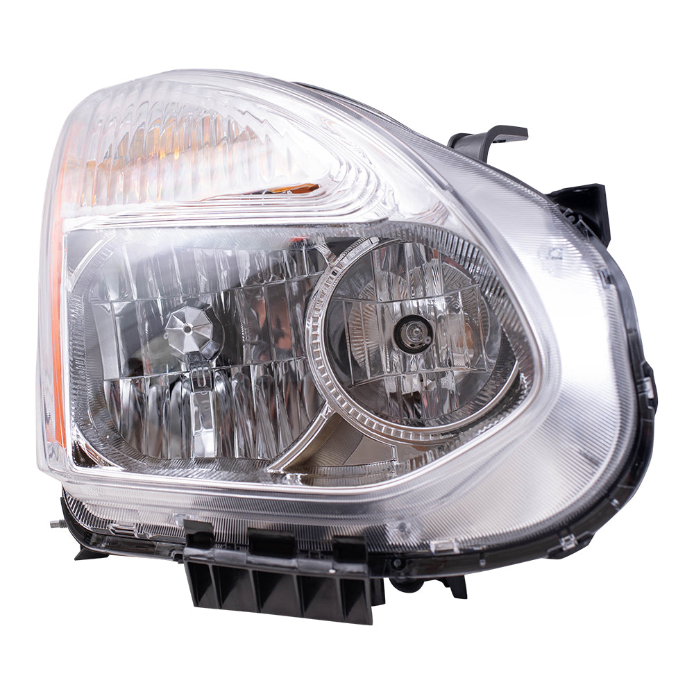 Brock Replacement Passengers Halogen Combination Headlight Headlamp Ribbed Signal Lens Chrome Bezel Compatible with 11-13 Rogue 26010-1VK0B