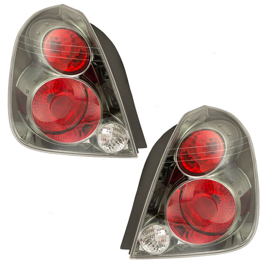 Brock Replacement Driver and Passenger Taillights Tail Lamps with Dark Chrome Trim Compatible with 05-06 Altima 26555ZB025 26550ZB025