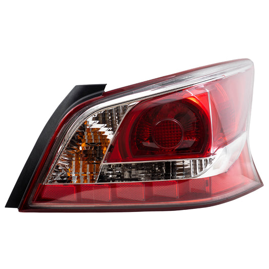 Brock Replacement Passengers Taillight Tail Lamp Lens with Red Edge Trim Compatible with 2013-2015 Altima Sedan 26550-3TA0B