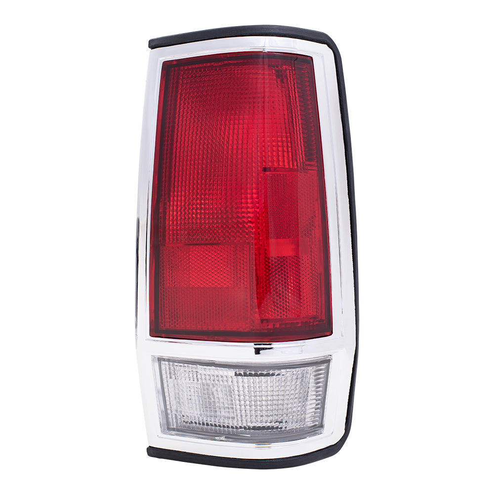 Brock Replacement Passengers Taillight Tail Lamp with Chrome Trim Compatible with 85-86 Pickup Truck 2655080W00