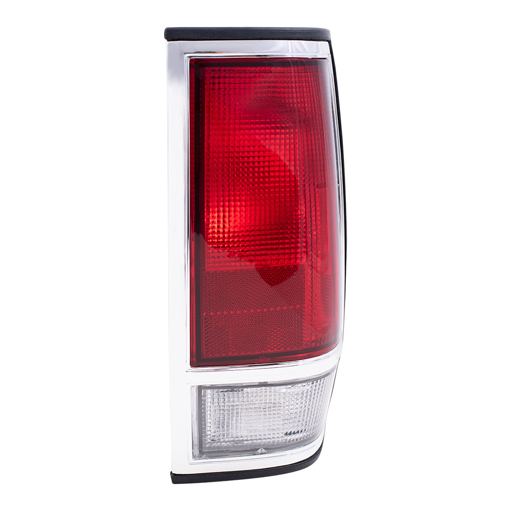 Brock Replacement Passengers Taillight Tail Lamp with Chrome Trim Compatible with 85-86 Pickup Truck 2655080W00