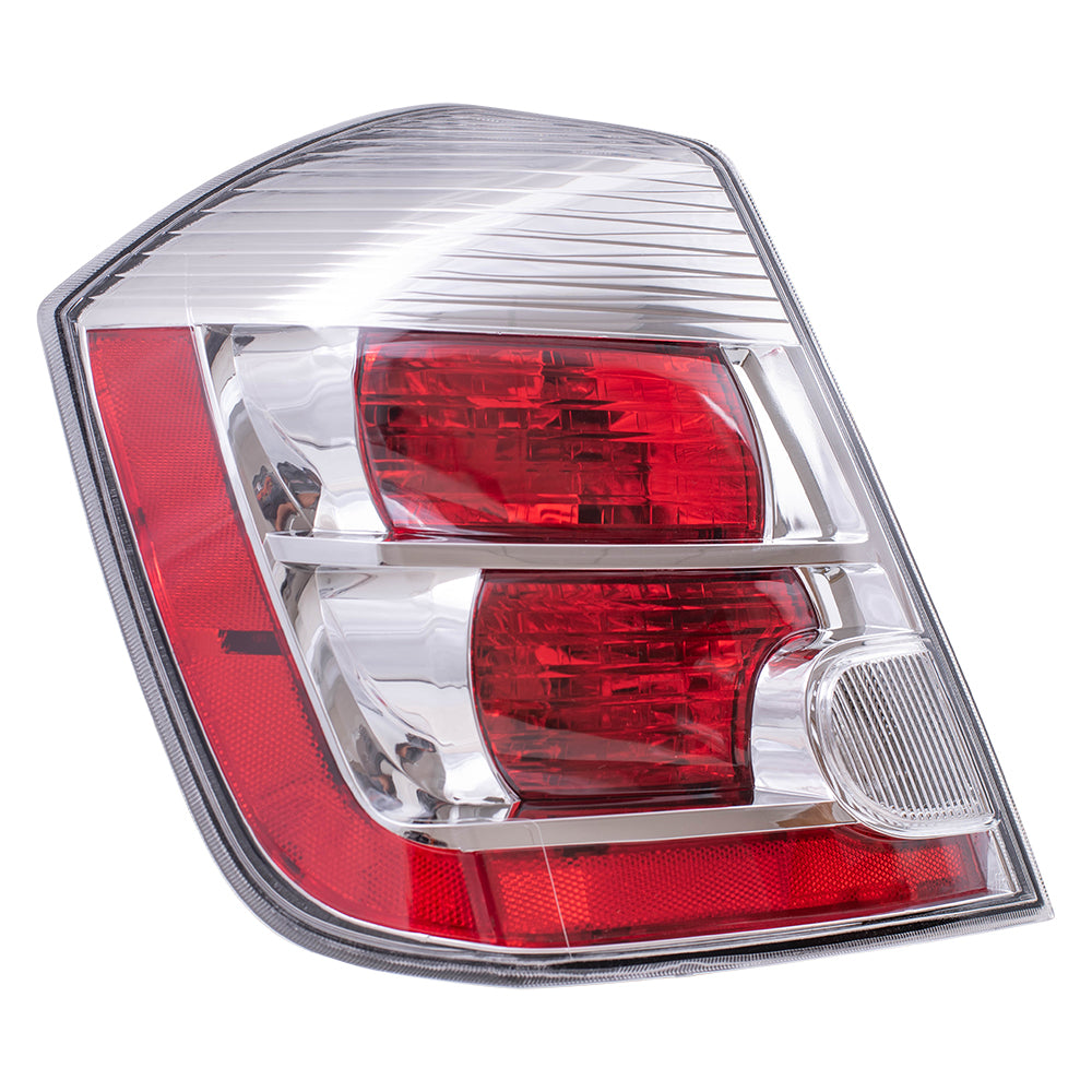 Brock Replacement Drivers Taillight Tail Lamp with Chrome Bezel Compatible with 2007-2009 Sentra 26555ET00B