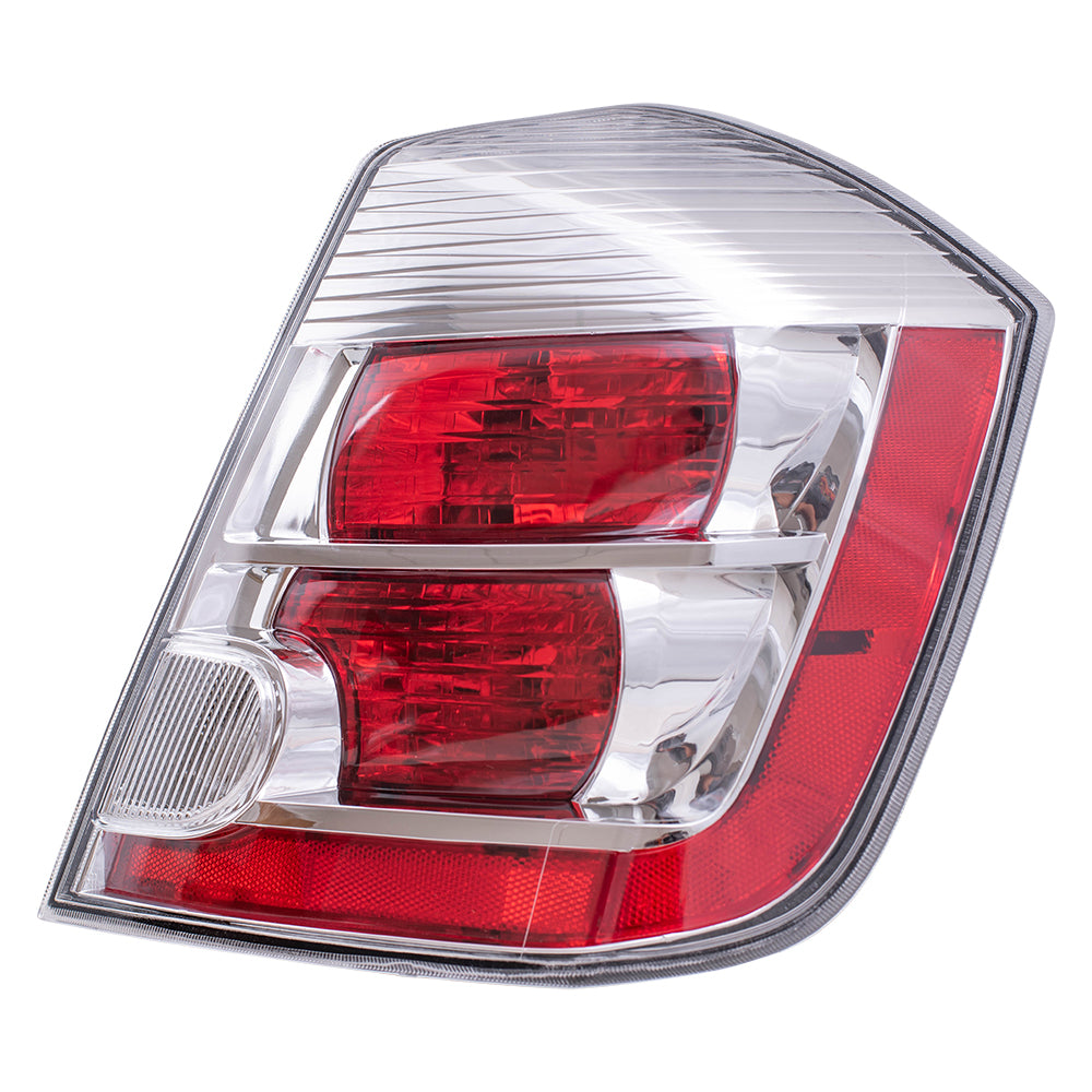 Brock Replacement Passengers Taillight Tail Lamp with Chrome Bezel Compatible with 2007-2009 Sentra 26550ET00B