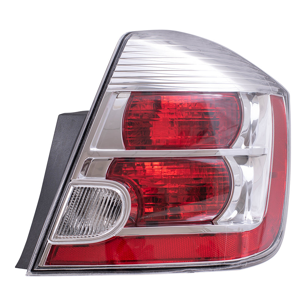 Brock Replacement Passengers Taillight Tail Lamp with Chrome Bezel Compatible with 2007-2009 Sentra 26550ET00B