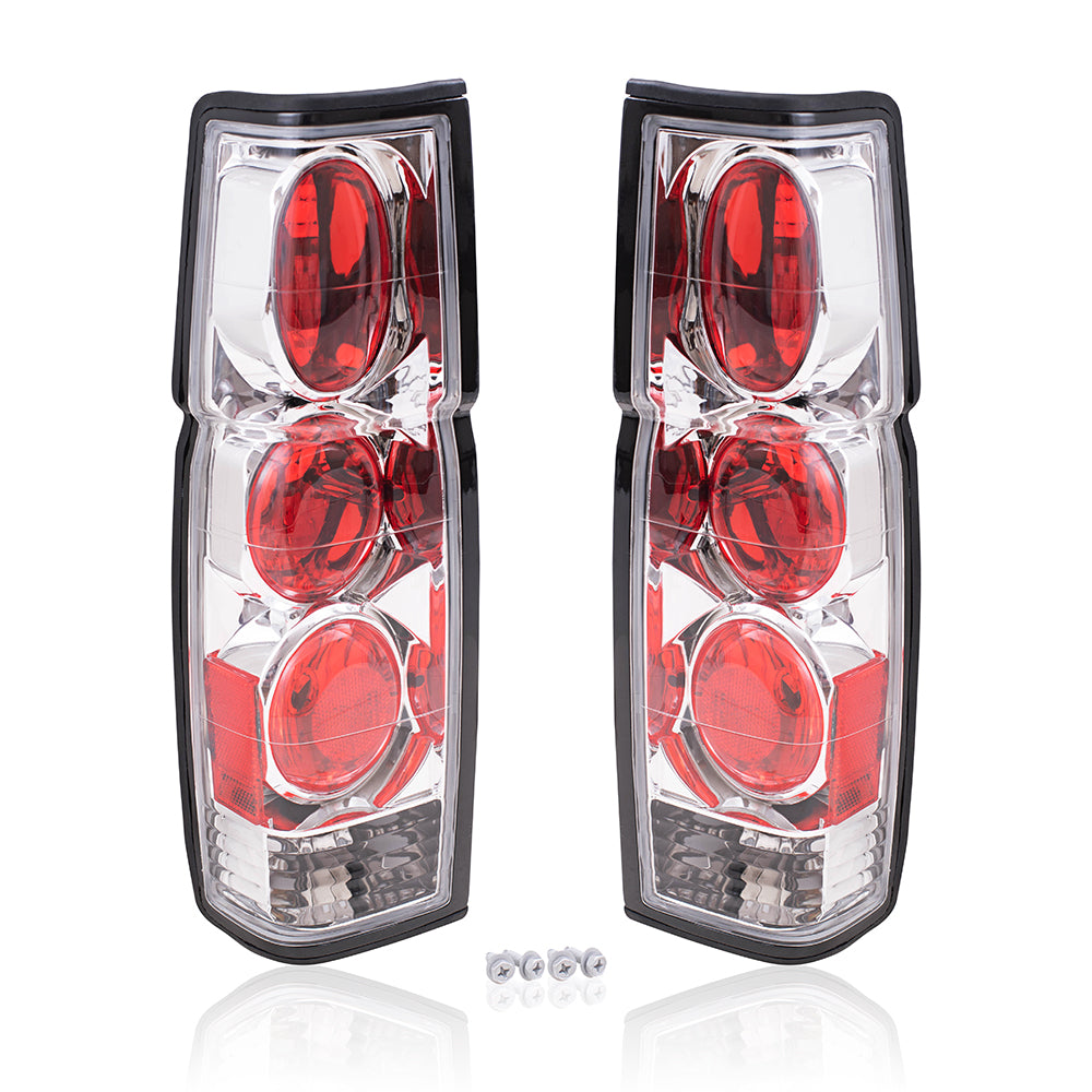 Brock Replacement Driver and Passenger Side Tail Light Units with Chrome Bezel Compatible with 1986-1994 D21 Performance Altezza and WITHOUT Dual Rear Wheels & 95-97 Pickup Truck B6555-3B300