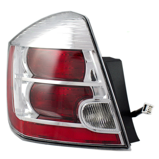 Drivers Taillight Assembly w/ Chrome Trim for 10-12 Nissan Sentra 26555-ZT50A