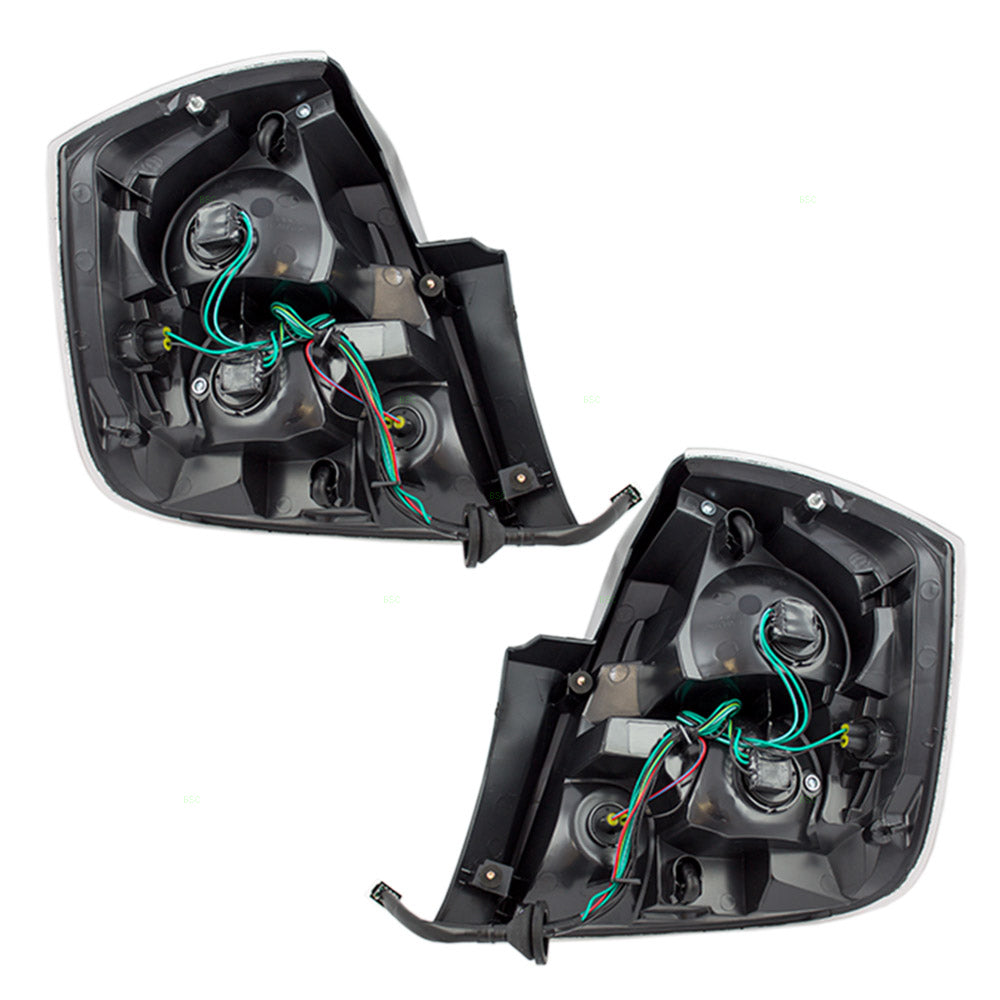 Brock Replacement Driver and Passenger Taillights Tail Lamps with Chrome Trim Compatible with 10-12 Sentra 26555-ZT50A 26550-ZT50A