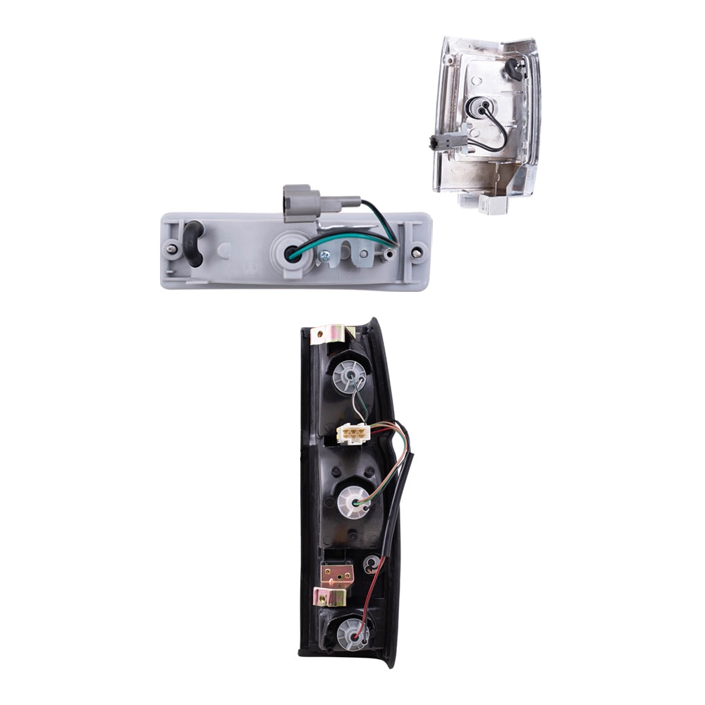 Brock Replacement Side Marker Light Assemblies with Chrome Bezel, Park Signal Marker Light Assemblies and Tail Light Assemblies 6 Piece Set Compatible with 1990-1994 D21 WITHOUT Dual Rear Wheels