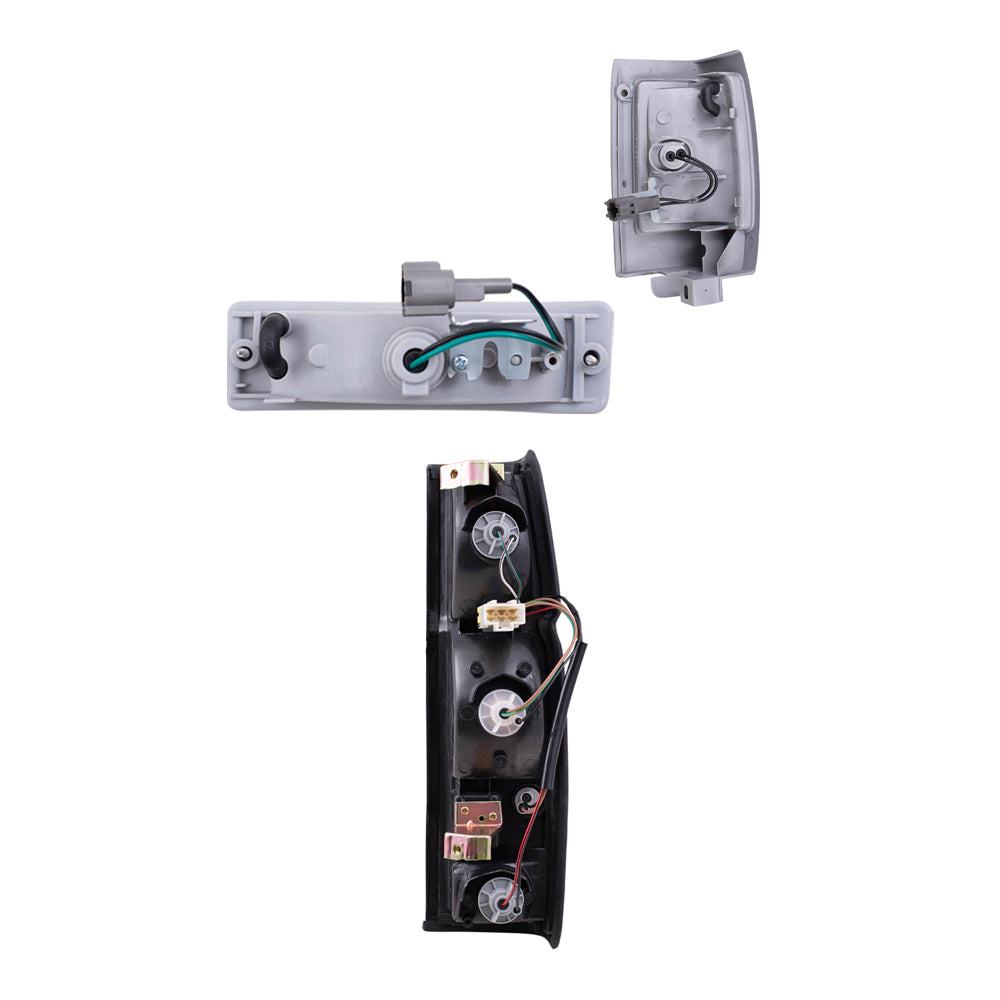 Brock Replacement Side Marker Light Assemblies with Black Bezels, Park/Signal Light Assemblies and Tail Light Assemblies 6 Piece Set Compatible with 1990-1994 D21 WITHOUT Dual Rear Wheels