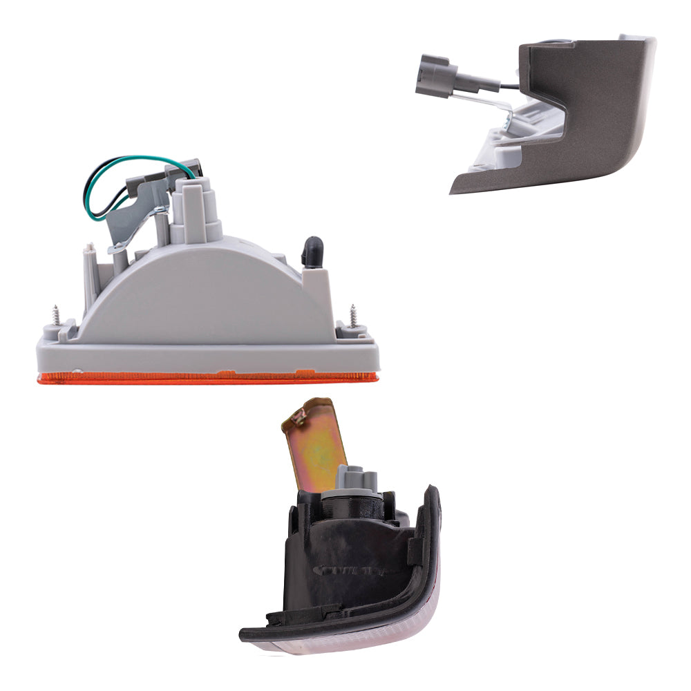 Brock Replacement Side Marker Light Assemblies with Black Bezels, Park/Signal Light Assemblies and Tail Light Assemblies 6 Piece Set Compatible with 1990-1994 D21 WITHOUT Dual Rear Wheels