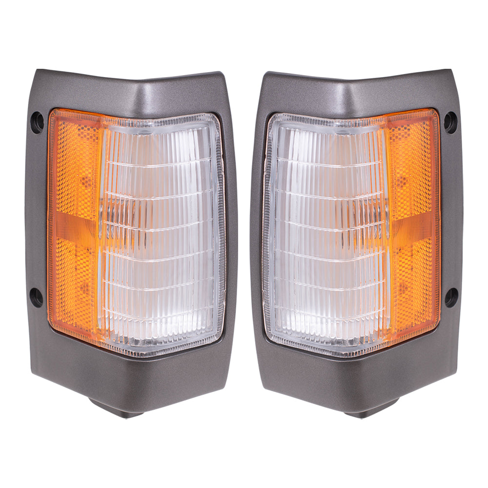 Brock Replacement Driver and Passenger Side, Side Marker Light Assemblies with Black Bezels Compatible with 1990-1994 D21 and 95-97 Pickup Truck B611501G02 B611001G02