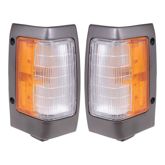 Brock Replacement Driver and Passenger Side, Side Marker Light Assemblies with Black Bezels Compatible with 1990-1994 D21 and 95-97 Pickup Truck B611501G02 B611001G02