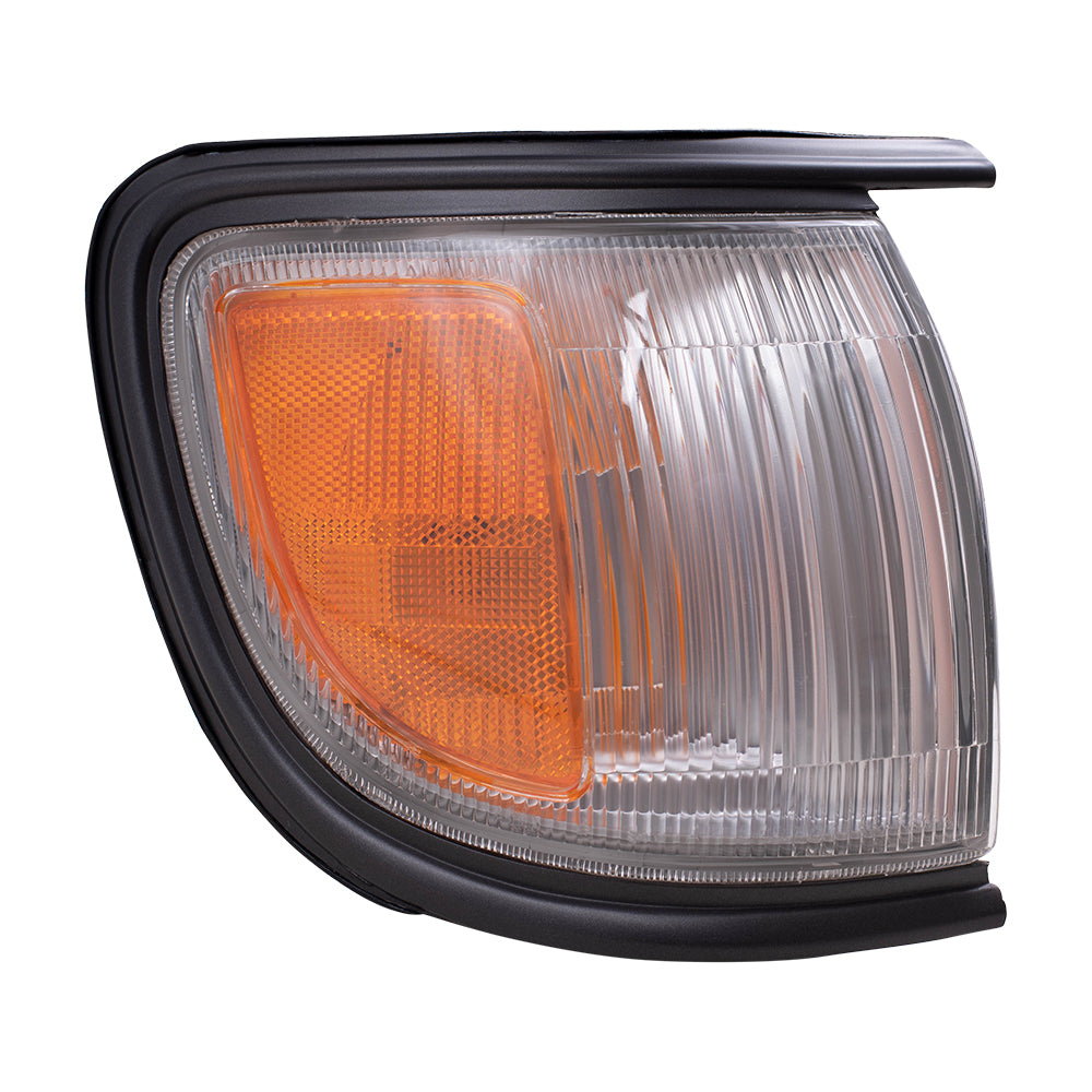 Brock Replacement Driver and Passenger Front Corner Signal Side Marker Lights Lamps with Black Trim Compatible with 96-99 Pathfinder SUV 261150W026 261100W026