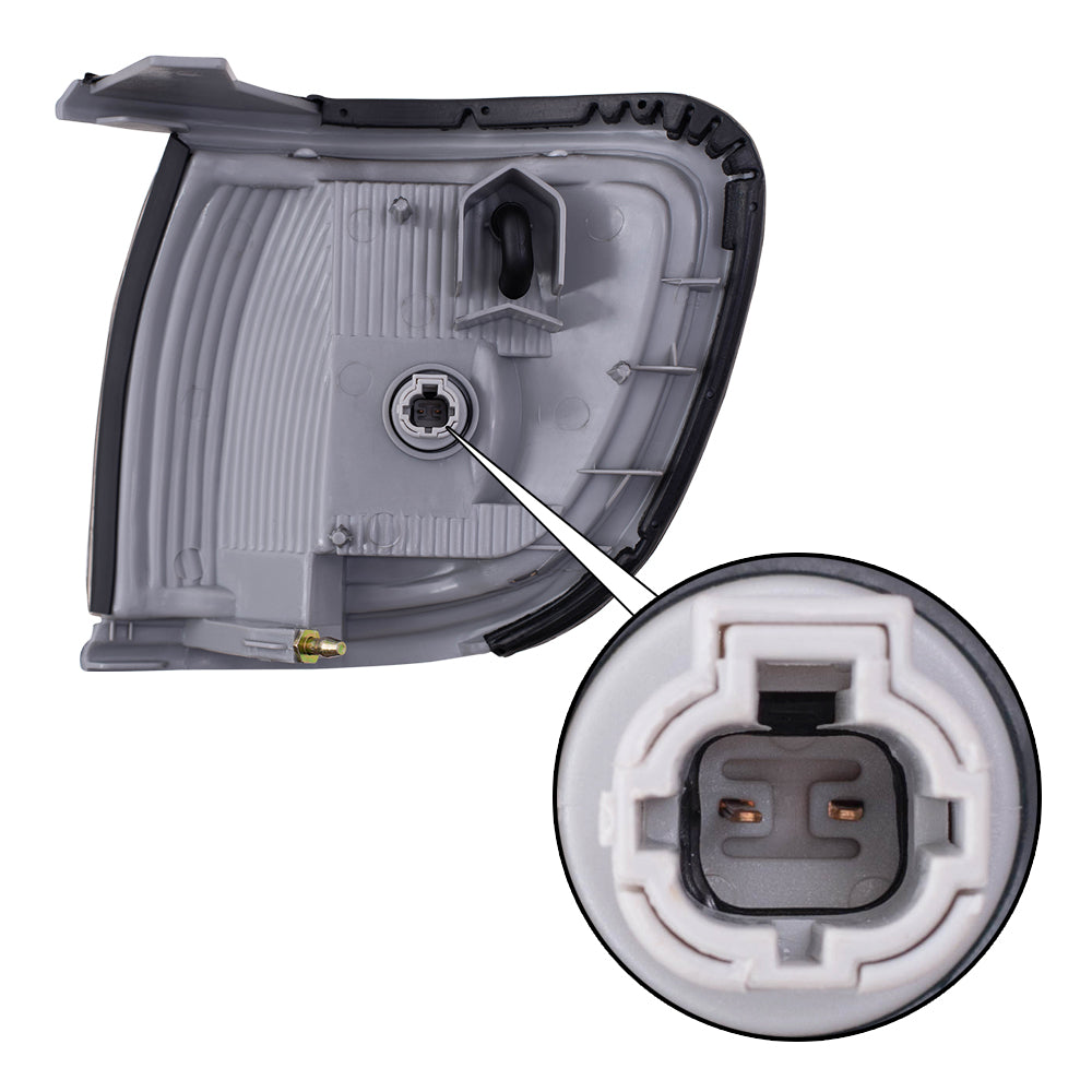 Brock Replacement Driver and Passenger Front Corner Signal Side Marker Lights Lamps with Black Trim Compatible with 96-99 Pathfinder SUV 261150W026 261100W026