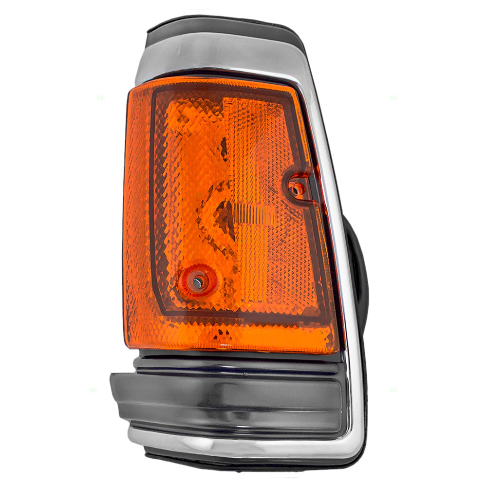 Brock Replacement Drivers Park Signal Corner Marker Light Lamp Dark Grey Bezel with Chrome Trim Compatible with 83-86 Pickup Truck 26185-10W00