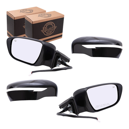 Replacement Set Driver and Passenger Power Side Mirrors Heated Signal Camera compatible with 2014-2016 Rogue
