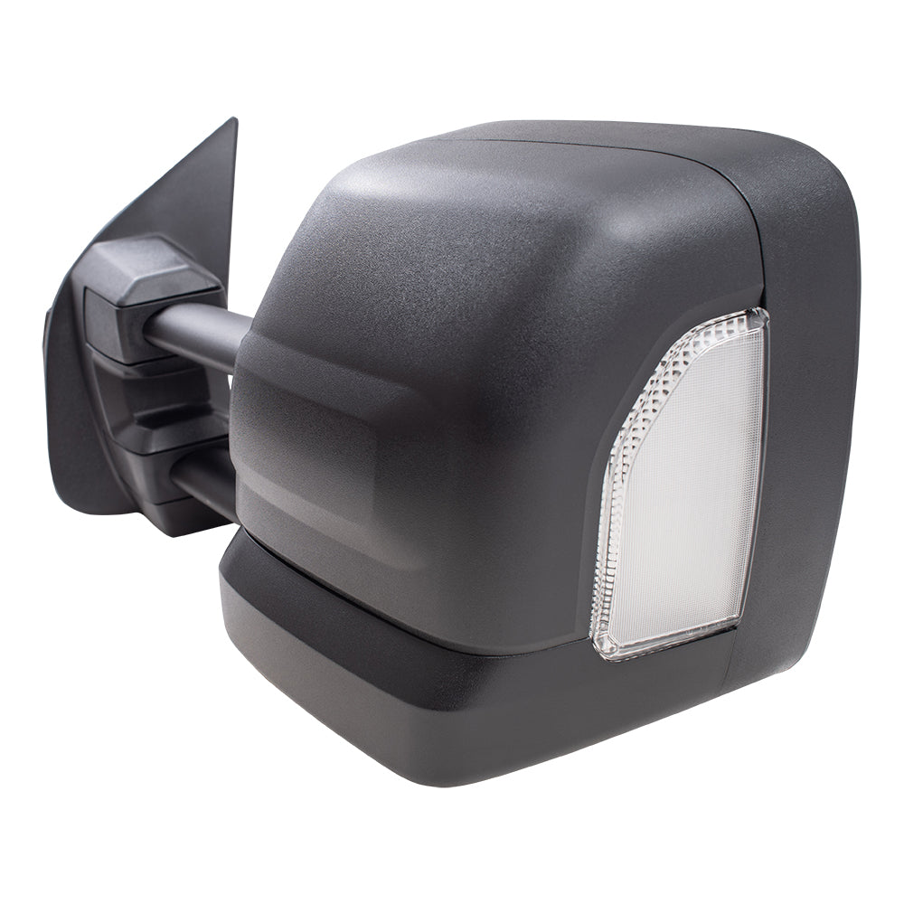 Brock Aftermarket Replacement Part Driver Side Power Tow Mirrors Textured Black with Heat, Signal, and Puddle Light Compatible with 2016-2019 Nissan Titan XD