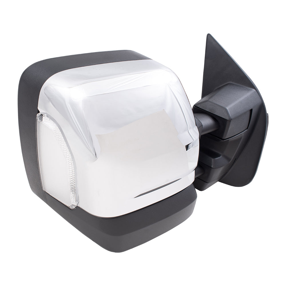 Brock Aftermarket Replacement Part Driver and Passenger Side Chrome Power Tow Mirrors with Heat, Signal, Puddle Light & Blind Spot Detection Compatible with 2016-2019 Titan XD