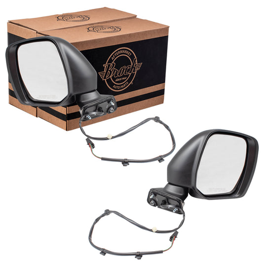 Brock Pair Set Power Side View Mirrors Heated Glass w/ Housing Compatible with 11-17  Quest   963021JA3C 963011JA3C NI1320279 NI1321279