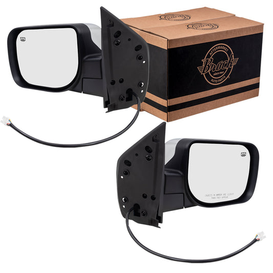 Replacement Set Driver and Passenger Power Side View Mirrors Heated Chrome Covers Compatible with 2004-2015 Titan 96302-ZC20A 96301-ZC20A