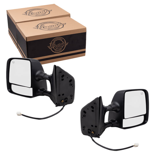 Brock Replacement Pair Set Tow Power Side View Mirrors Heated Telescopic Dual Arms Compatible with 04-15 Titan Pickup Truck 96302ZR00E 96301ZR00E