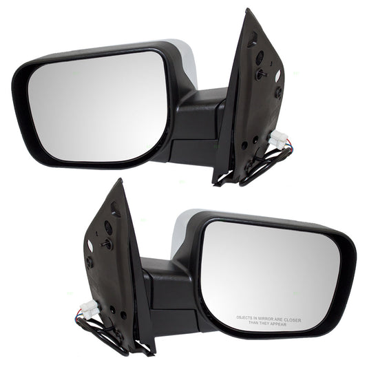 Replacement Pair Set Power Side View Mirrors w/ Chrome Covers Compatible with 04-15 Titan Pickup 96302ZR20A 96301ZR20A