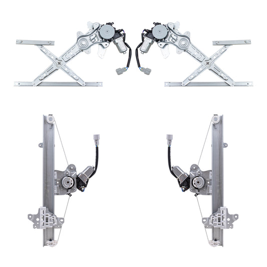 Brock Aftermarket Replacement Front and Rear Driver Left Passenger Right Power Window Regulator 4 Piece Set with Motor Compatible with 2013-2019 Nissan Sentra