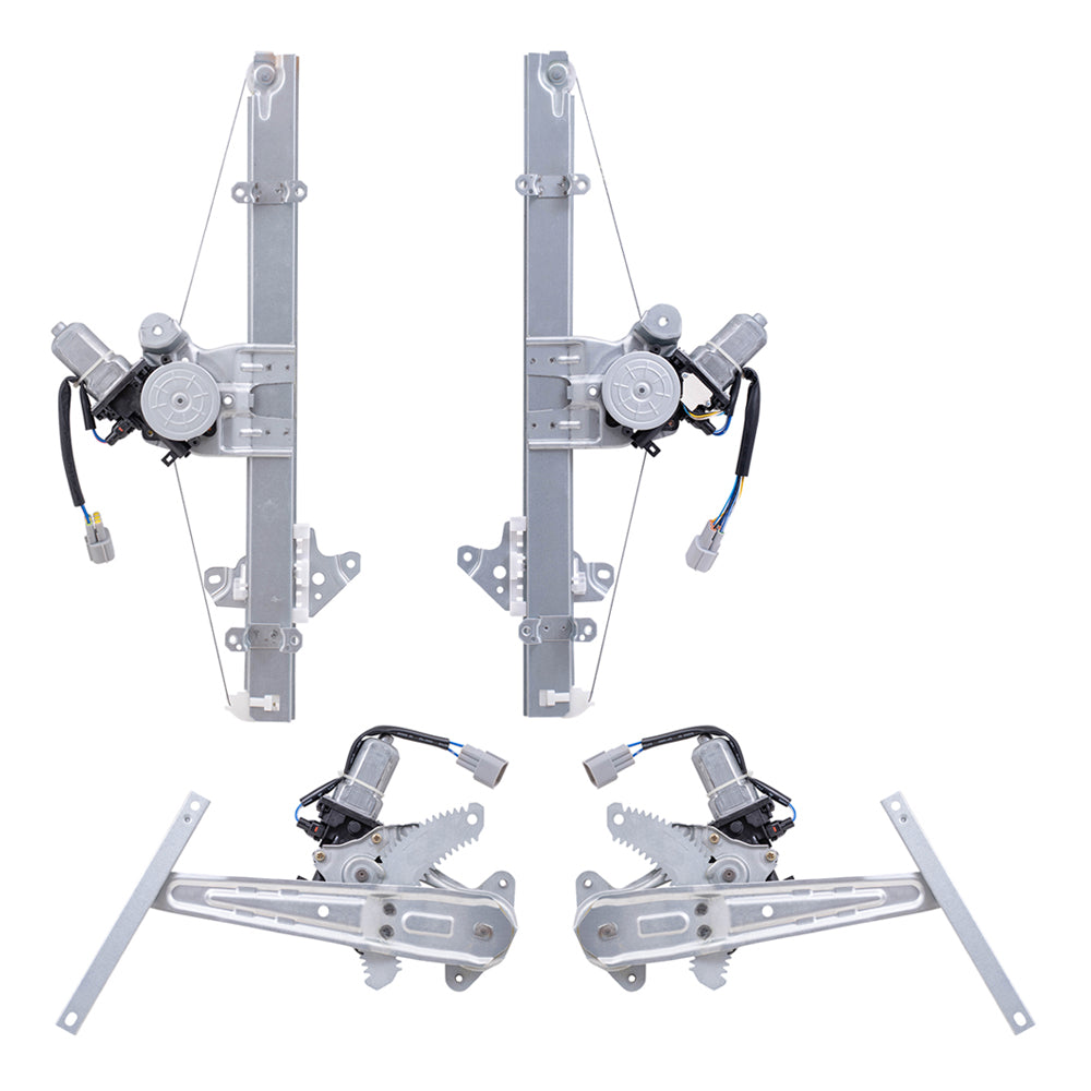 Brock Replacement Driver Left and Passenger Right Front and Rear Power Window Regulators With Motor Compatible With 13-24 Leaf