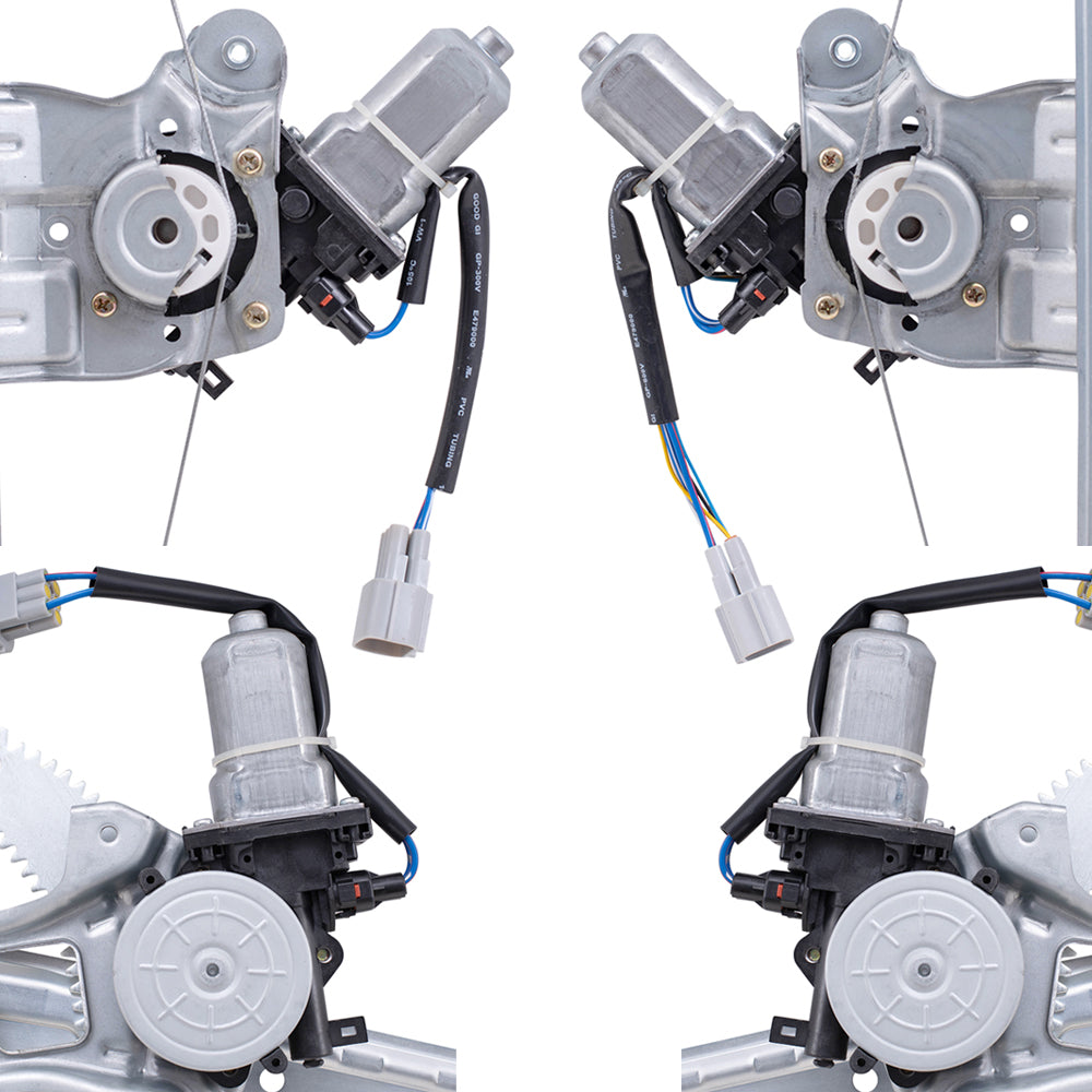 Brock Replacement Driver Left and Passenger Right Front and Rear Power Window Regulators With Motor Compatible With 13-24 Leaf