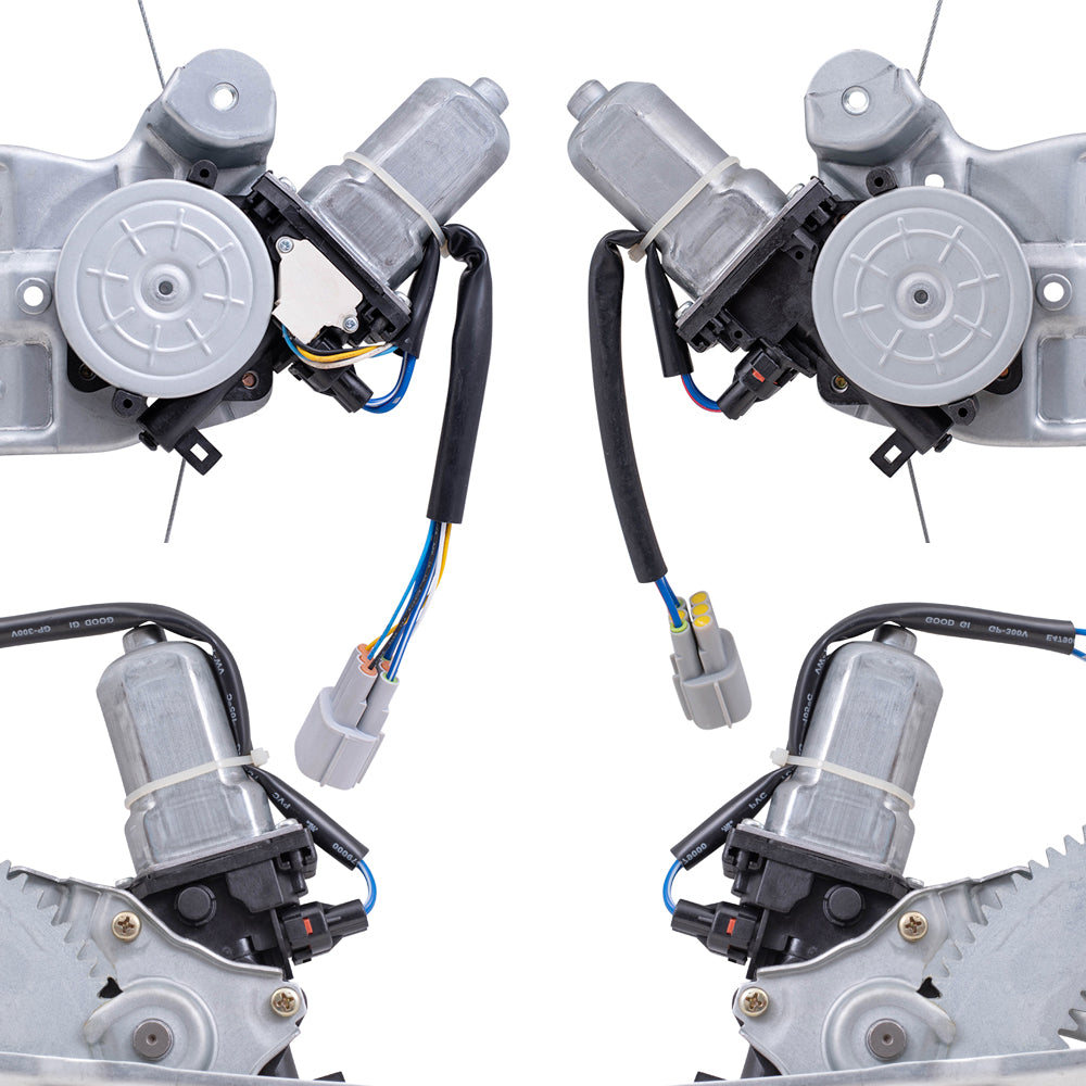 Brock Replacement Driver Left and Passenger Right Front and Rear Power Window Regulators With Motor Compatible With 13-24 Leaf