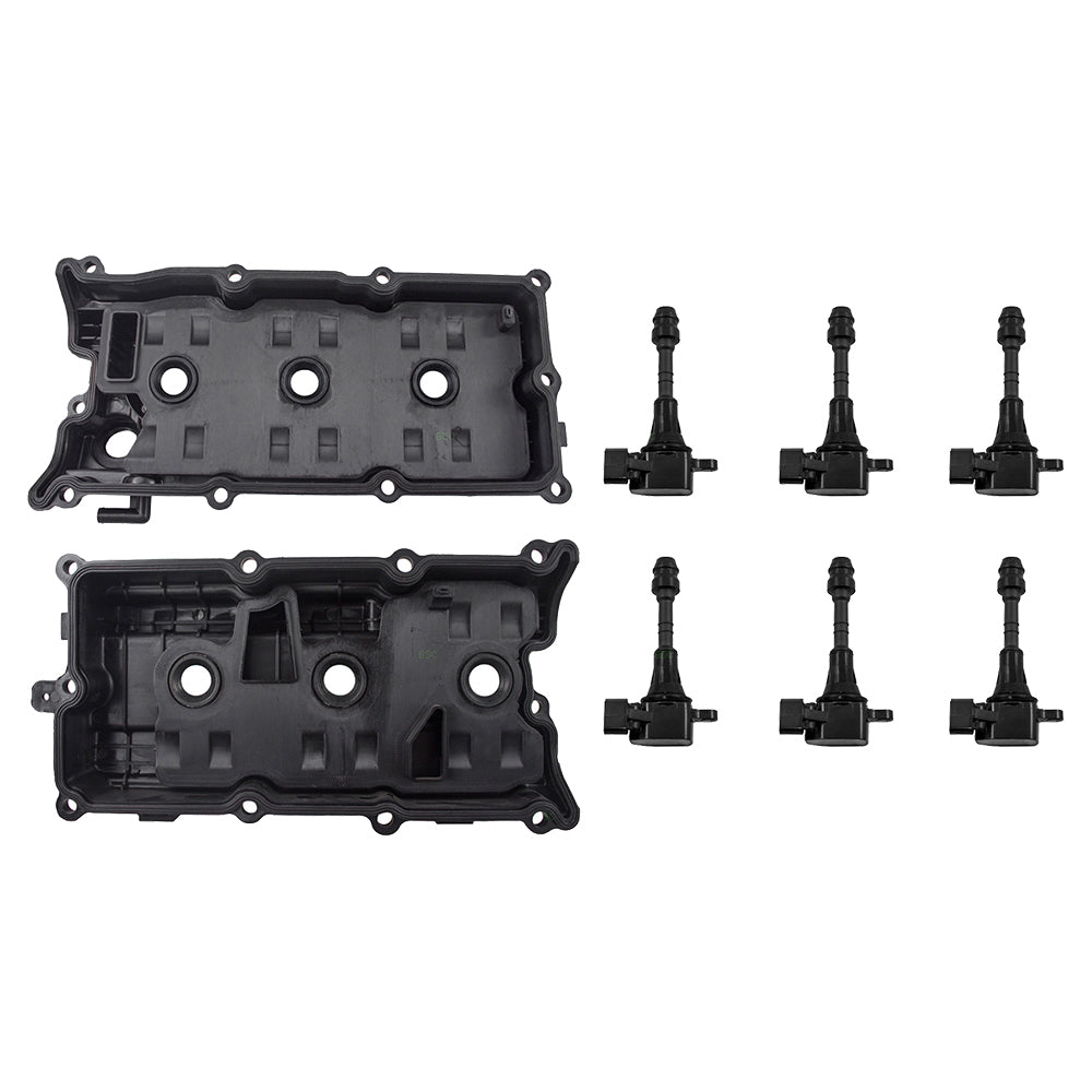 8 piece Valve Cover Kit Front and Rear With Gaskets & 6 Ignition Coils For 2002-2008 Nissan Maxima 2002-2006 Nissan Altima 3.5L 2003-2007 Nissan Murano 2004-2009 Nissan Quest 2002-2004 INFINITI I35