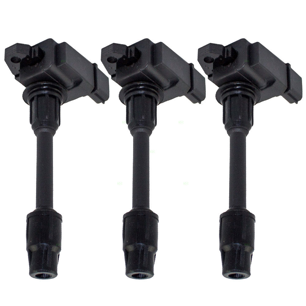 Brock Replacement for 3 Piece Drivers Set of Front Ignition Spark Plug Coils w/ Vertical Connectors Compatible with 00-01 Maxima 3.0L 224482Y005