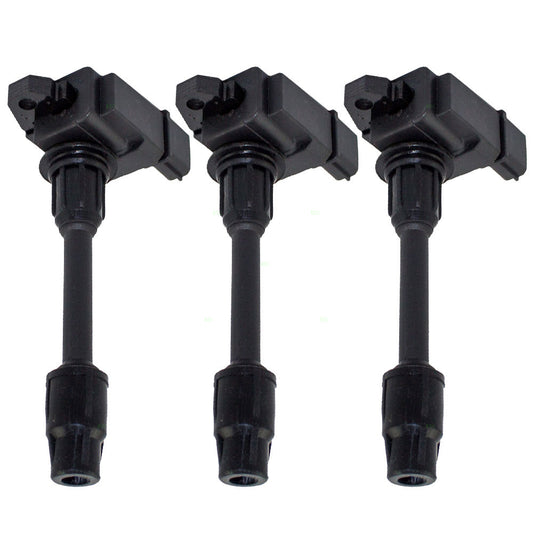 Brock Replacement for 3 Piece Drivers Set of Front Ignition Spark Plug Coils w/ Vertical Connectors Compatible with 00-01 Maxima 3.0L 224482Y005