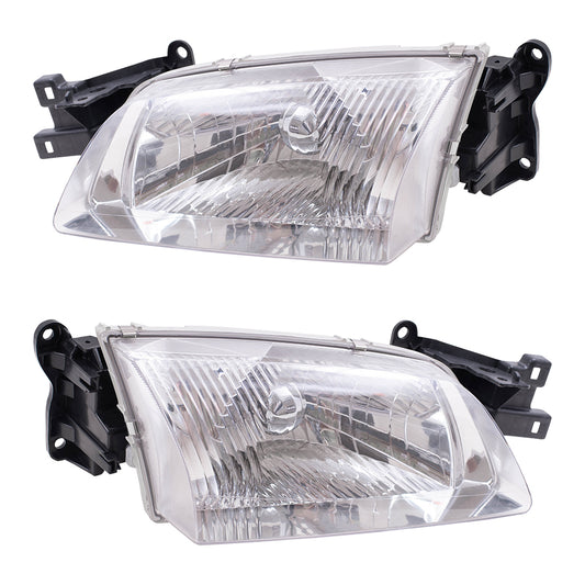 Brock Replacement Pair Set Halogen Headlights Headlamps Compatible with 00-02 626 GG2A-51-040B GG2A-51-030B