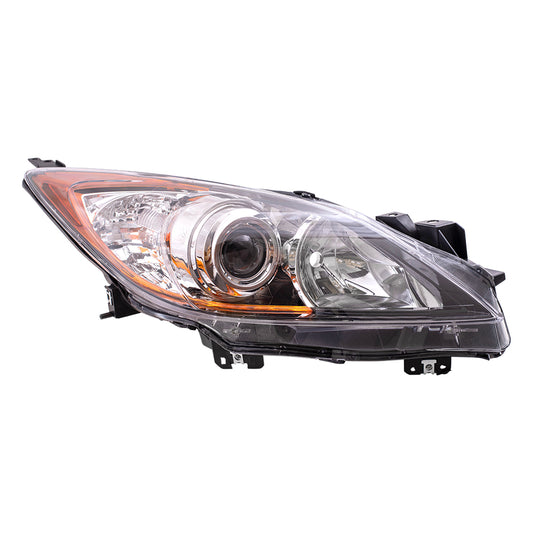 10-13 Mazda3 Mazda3 Passengers Halogen Headlight Assembly Chrome Projector Bezel
