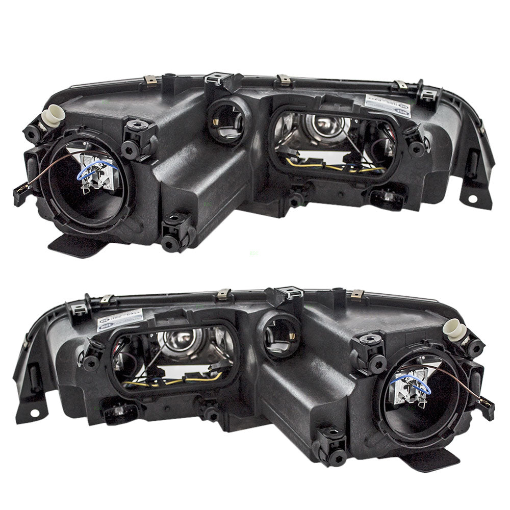 Brock Replacement Driver and Passenger Halogen Headlgiths Headlamps with Gloss Black Bezels Compatible with 6 GP7A-51-0L0B GP7A-51-0K0B