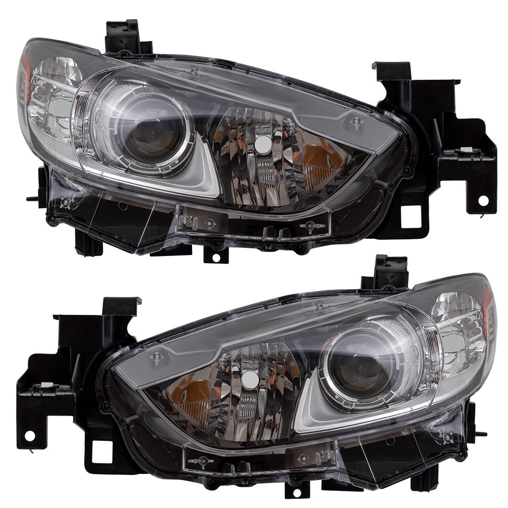 Brock Replacement Pair Set Halogen Combination Headlights Headlamps Compatible with 14-17 6 GJR9510L0C GJR9510K0C